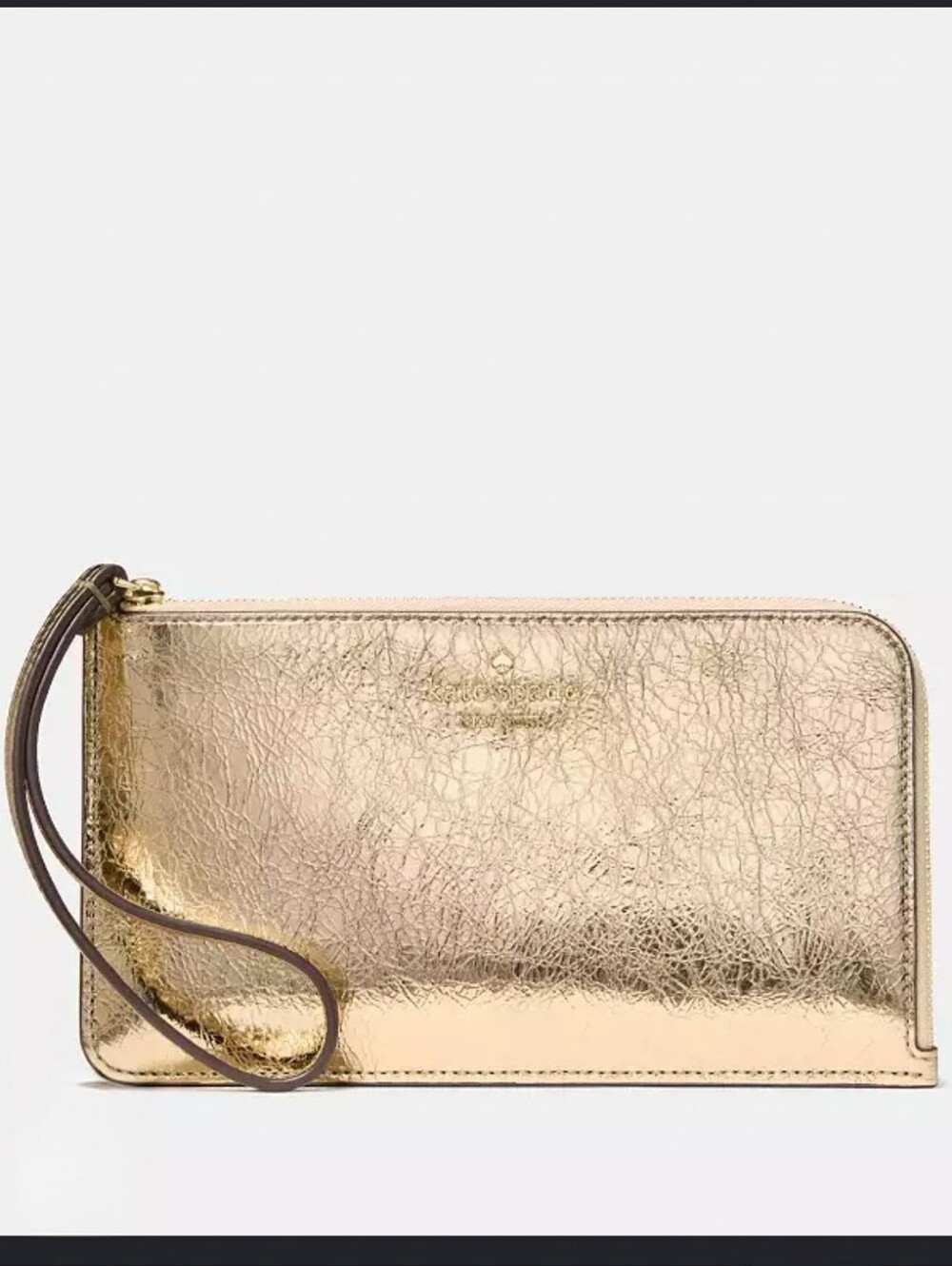kate spade Metallic Gold Crinkled Leather Wristlet